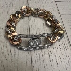 Elegant Tri-Tone Chunky Chain Bracelet